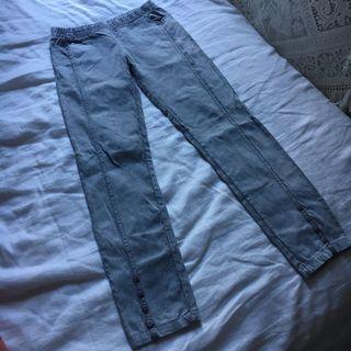 Light Grey Acid Wash Low Rise Jeans