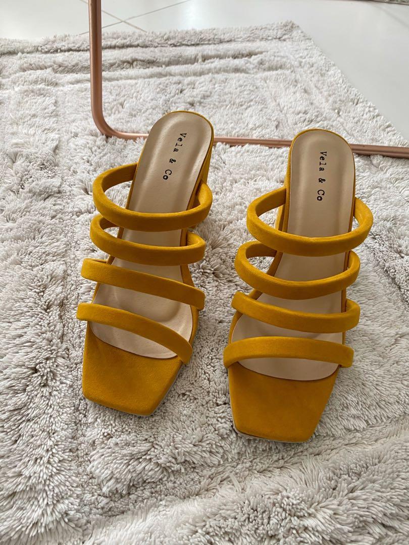 mustard barely there heels