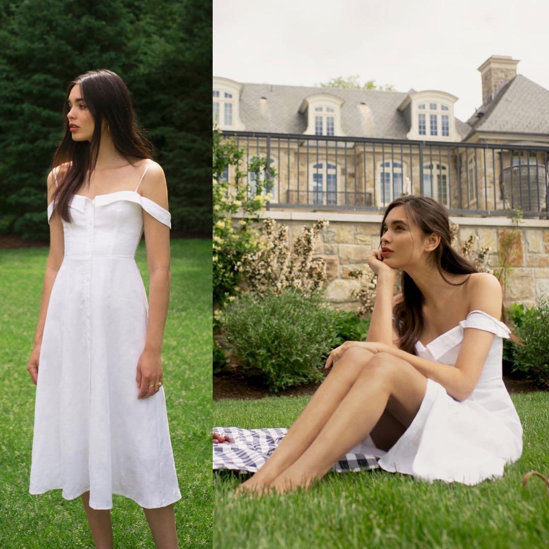 Reformation white linen top dress