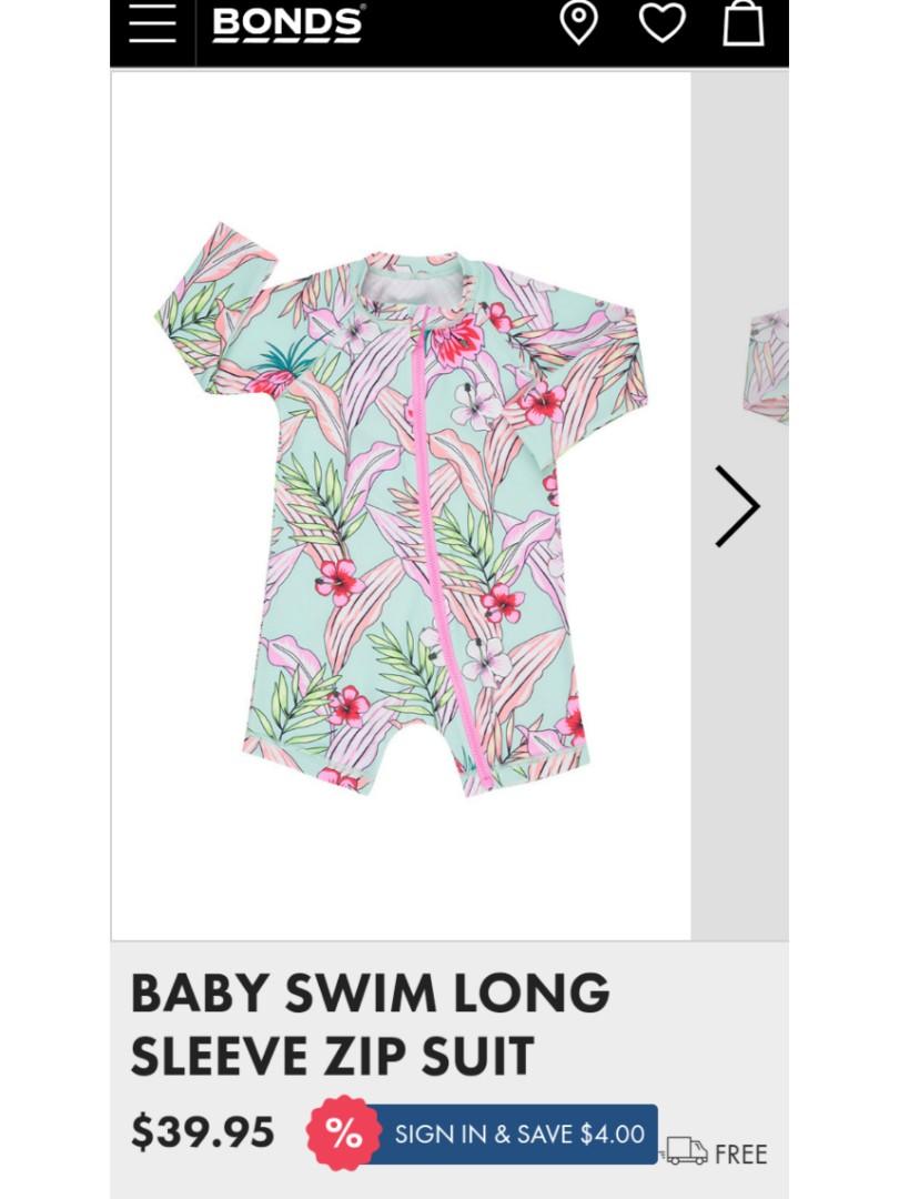 Bonds baby swim long sleeve zip suit shop