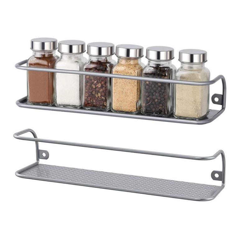 Nex Wall Mount Spice Rack Organiser Spice Shelf For Pantry Cabinet Door 2 Pack Silver Furniture Others On Carousell