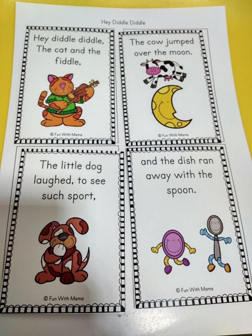 Nursery rhymes flashcards and sequencing, Hobbies & Toys, Books