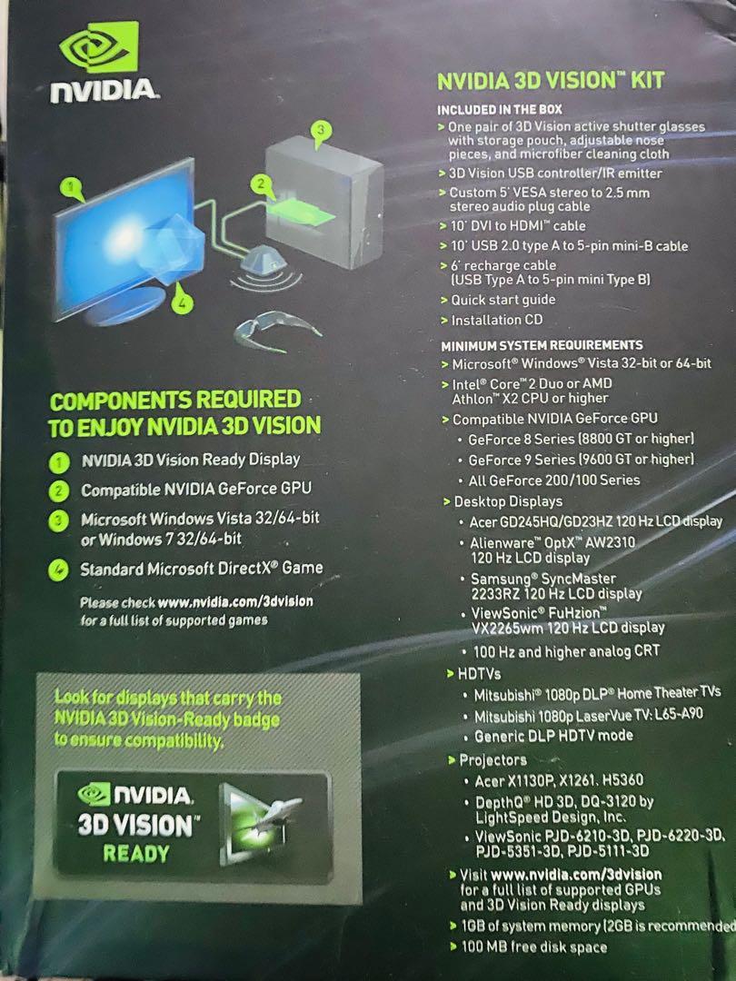 NVIDIA 3D Vision/Glasses V1 & V2 Kit, Computers & Tech, Parts