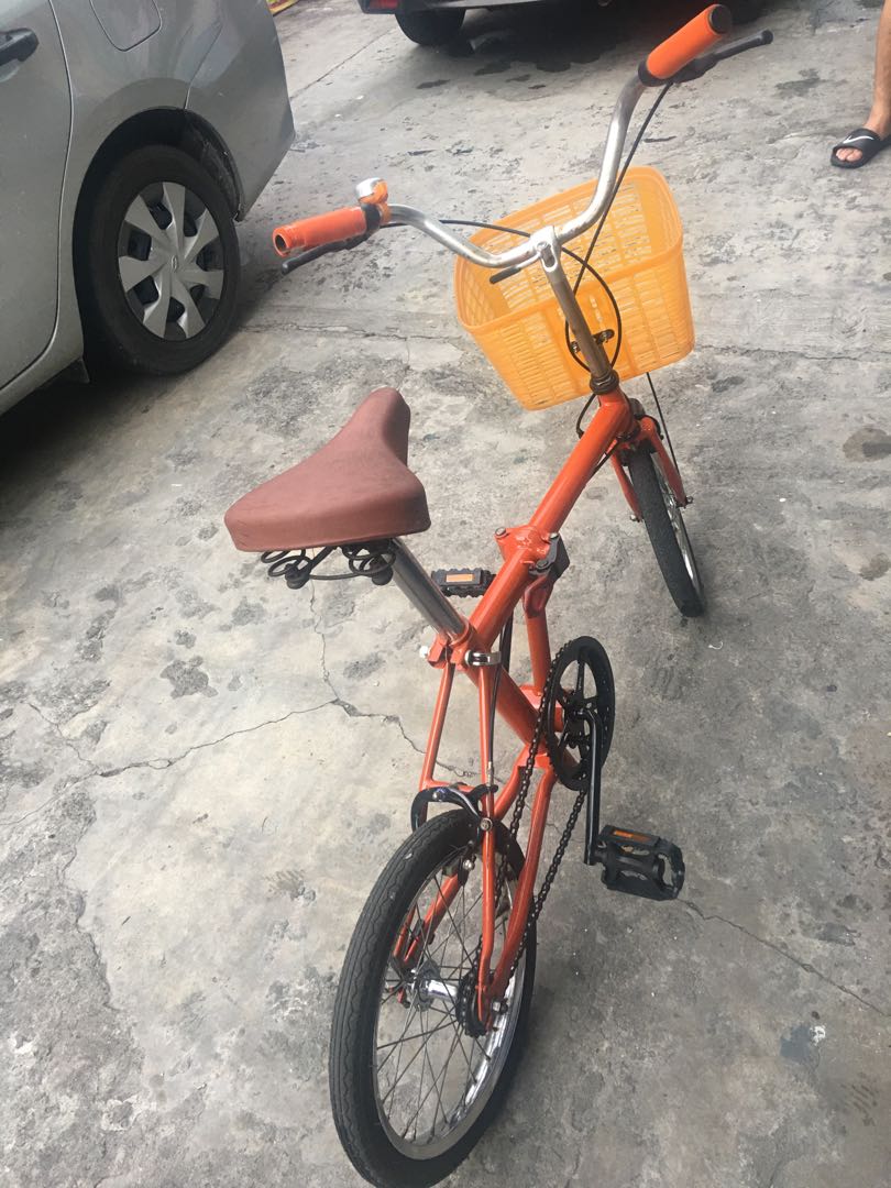 orange folding bike