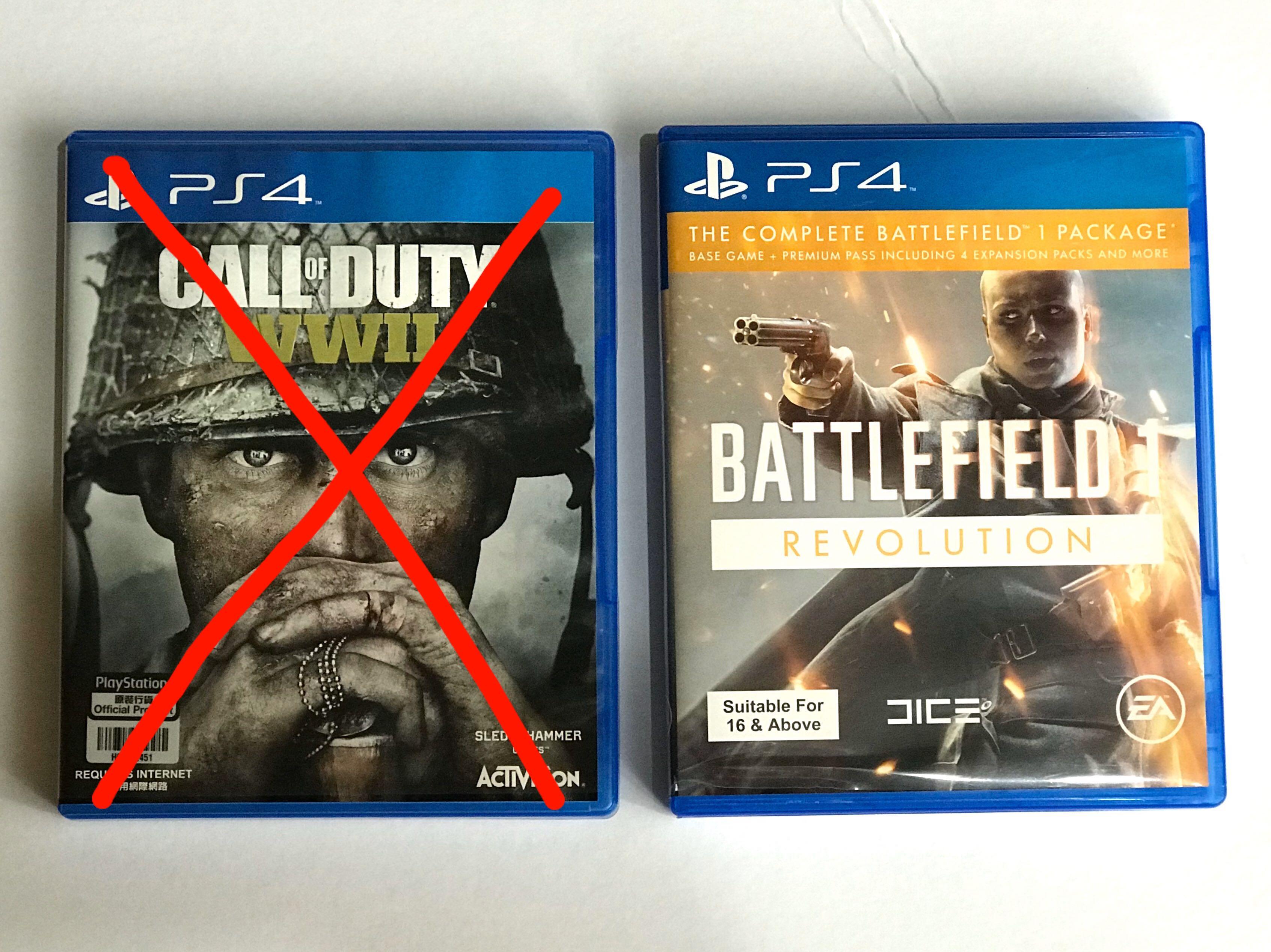PS4 Games (Call of WW2 and Battlefield 1 Revolution), Video Gaming, Video Games, PlayStation on Carousell