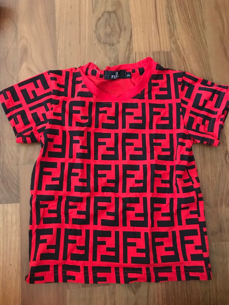 Red and black fendi shirt sale