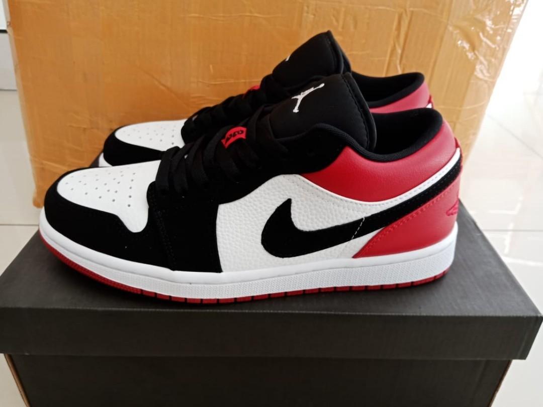 Sepatu Nike Air Jordan 1 Low Black Toe 100 Pk Original Men S Fashion Men S Footwear Sneakers On Carousell