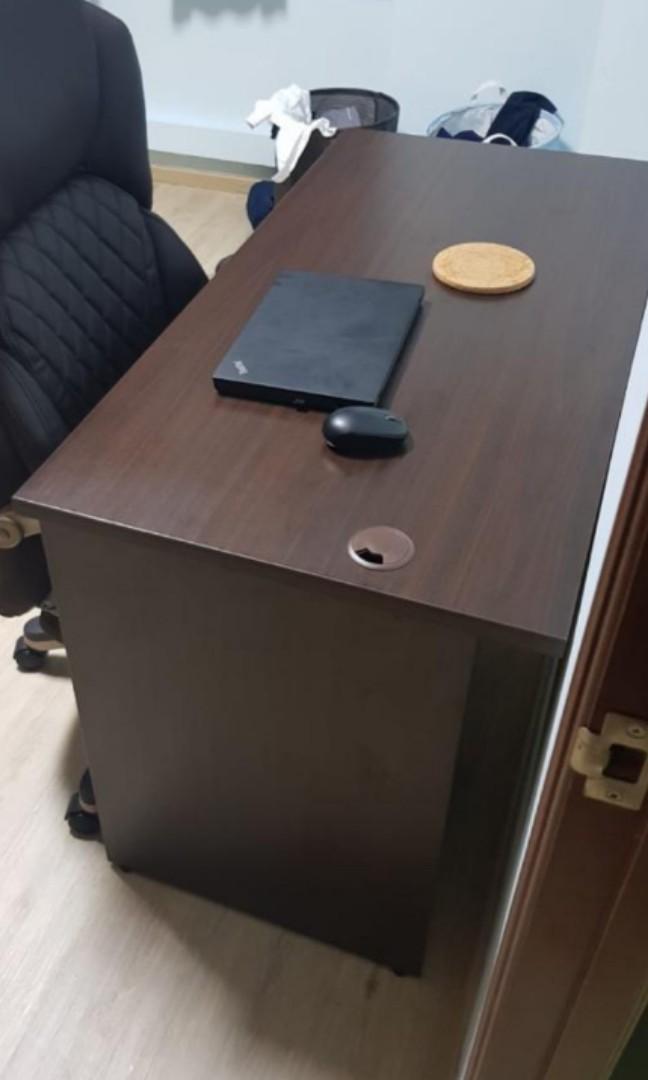 Study Table (Category: Tables & Sets) located in Singapore. Submitted by eldritch (Listing ID 1013571909, Image 1). Description: Purchased Feb 2019. OG price $250 It has 2 small drawers, one with a lock..