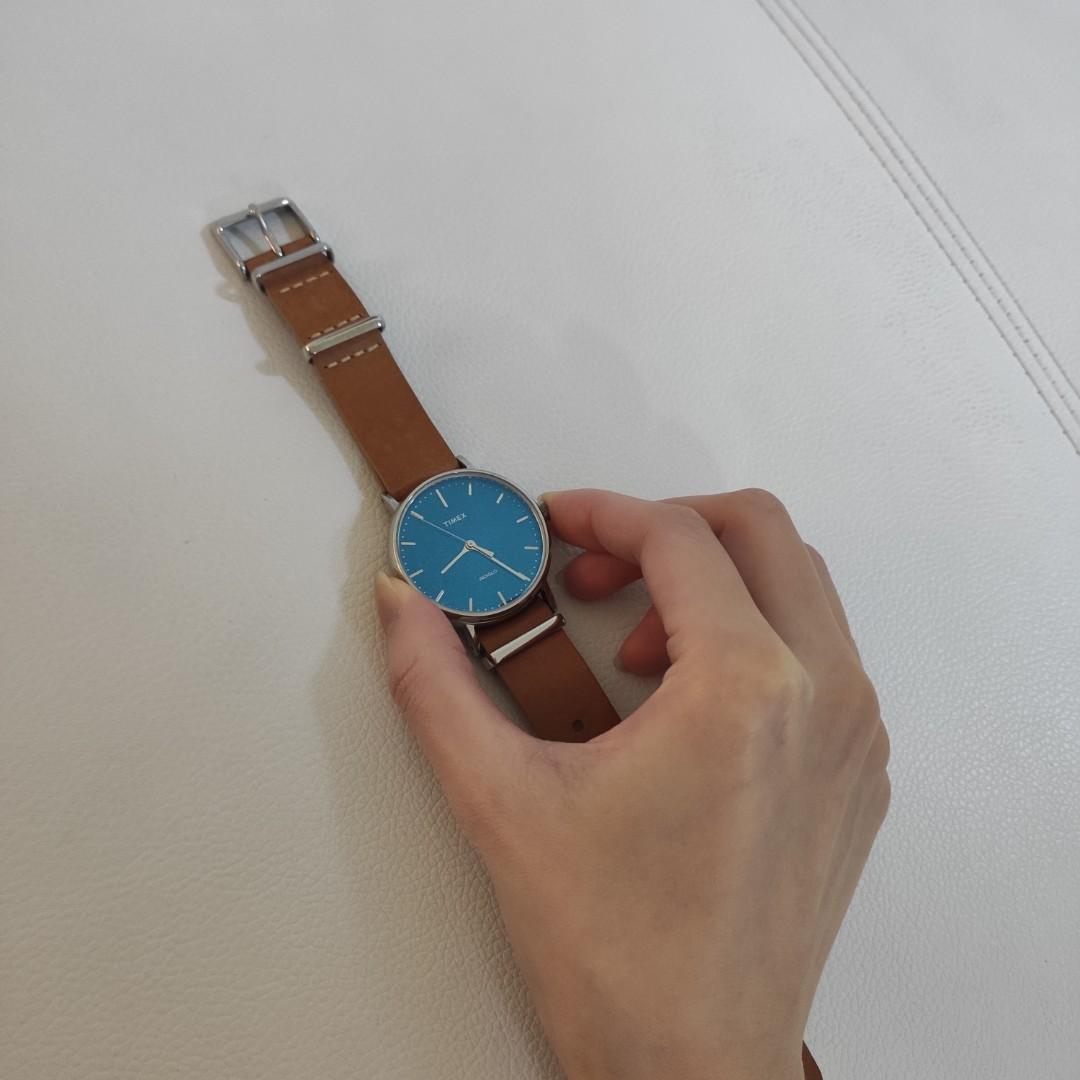Timex Fairfield 37 Tan Leather Slip Thru Strap Watch