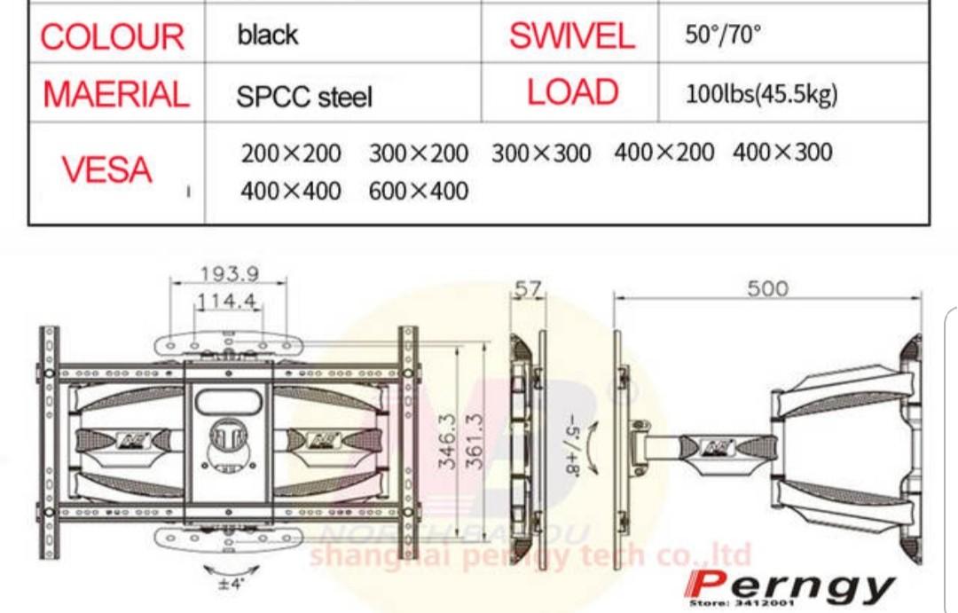 TV Bracket (Category: TV) located in Singapore. Submitted by tv_tech (Listing ID 1013569073, Image 2). Description: Double Swivel Arm Bracket 55"-60"tv $95 With Installation 65"tv $100 With Installation 70-75"Tv From $140-$160 With Installation. Pm For More Enquiry..