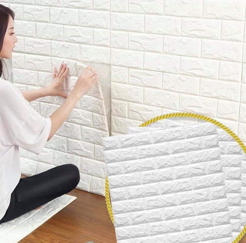 Wallpaper Batu Bata Putih Perabotan Rumah Di Carousell