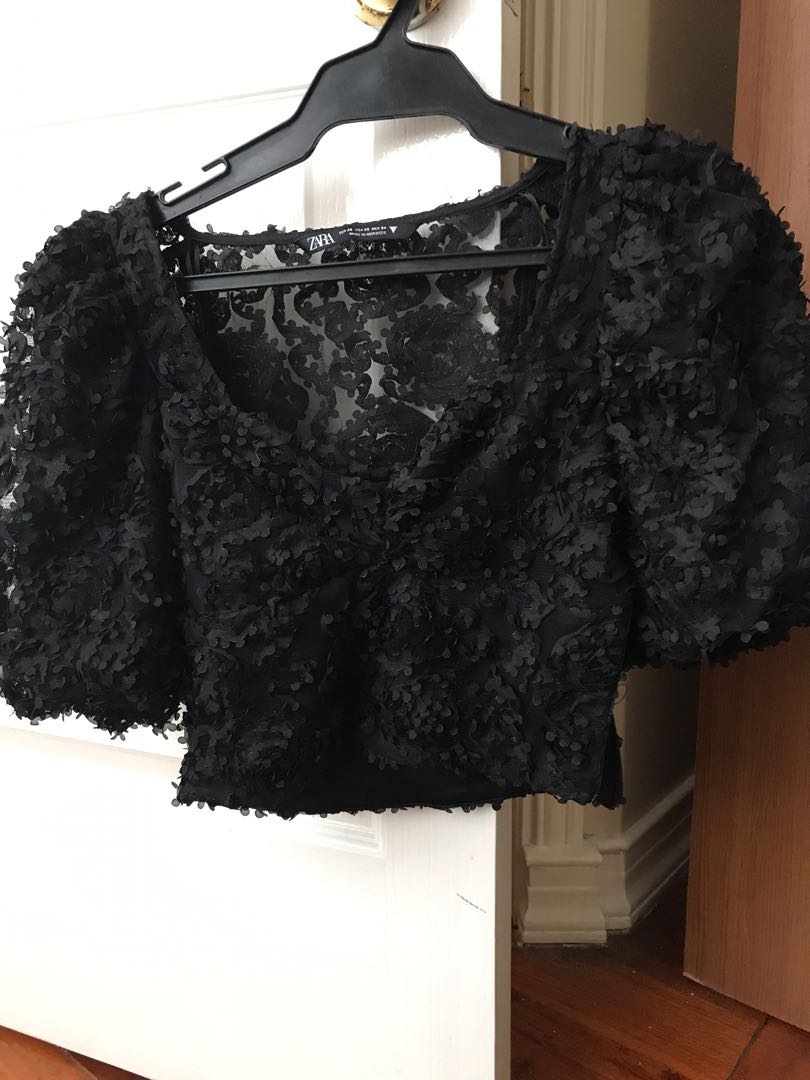 Zara black puff sleeve crop top, Women's Fashion, Tops, Longsleeves on  Carousell