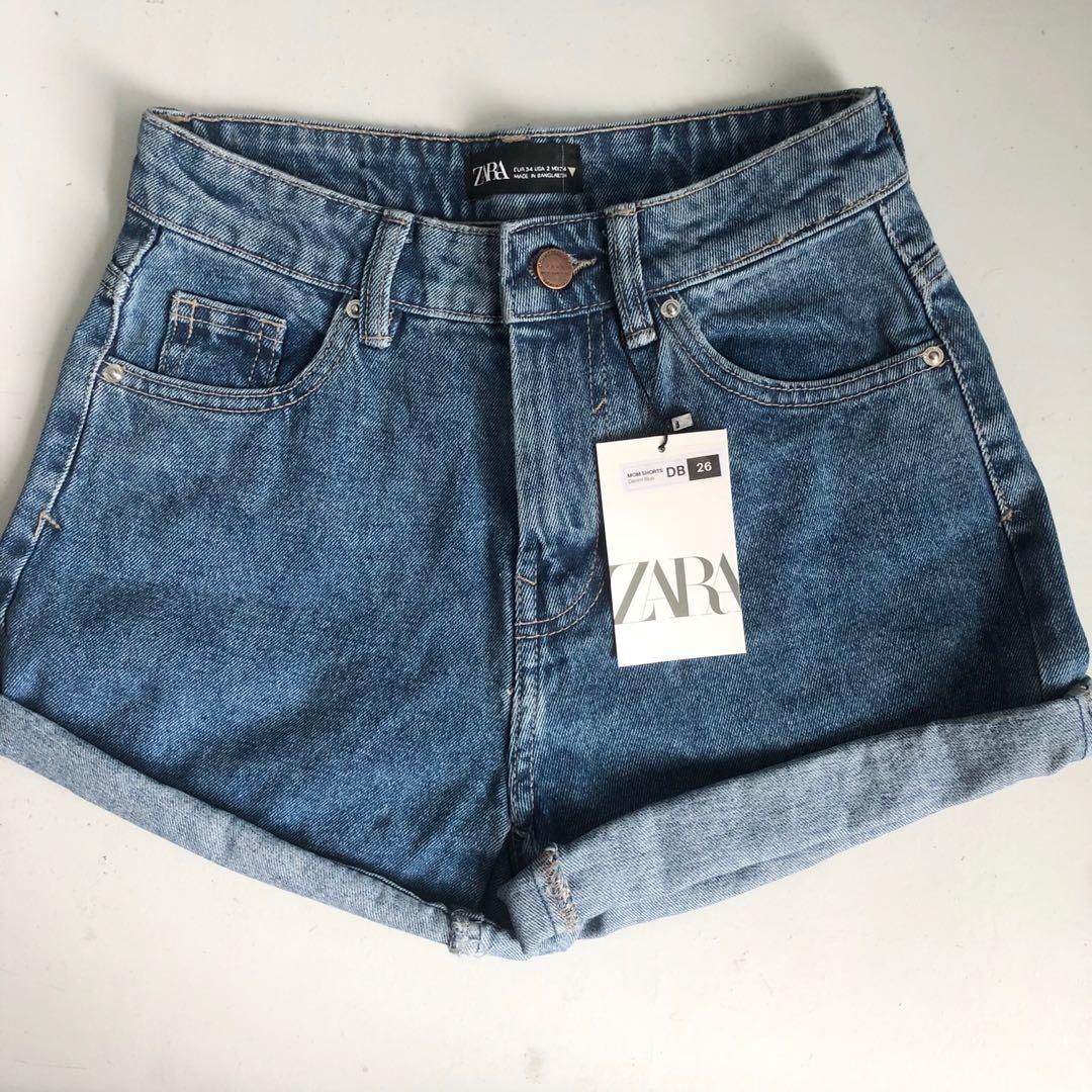 Zara High Waist Mom Shorts Denim Blue Women S Fashion Bottoms Shorts On Carousell