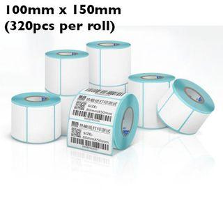Thermal Label 100 x 150 mm (4" x 6") A6 (320 pcs per roll) Shipping Sticker Waybill Printing Qxpress Ninjavan J&T