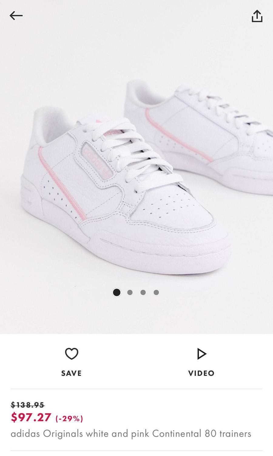 adidas originals white and pink continental 80 trainers