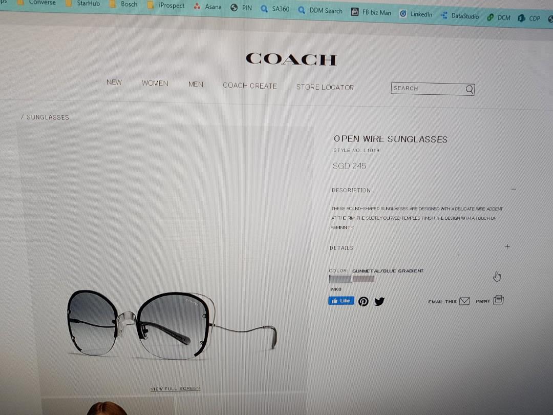 Coach open wire sunglasses top