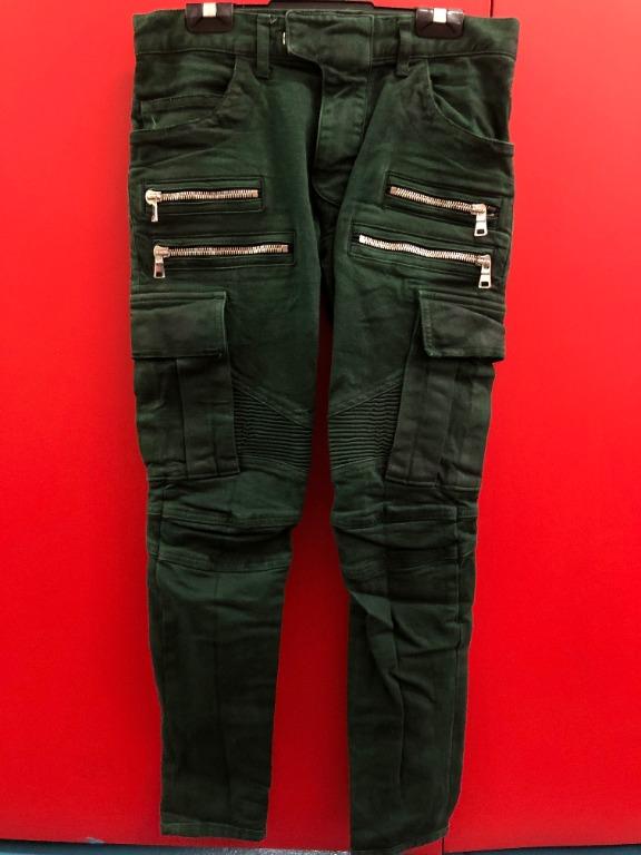 green balmain jeans