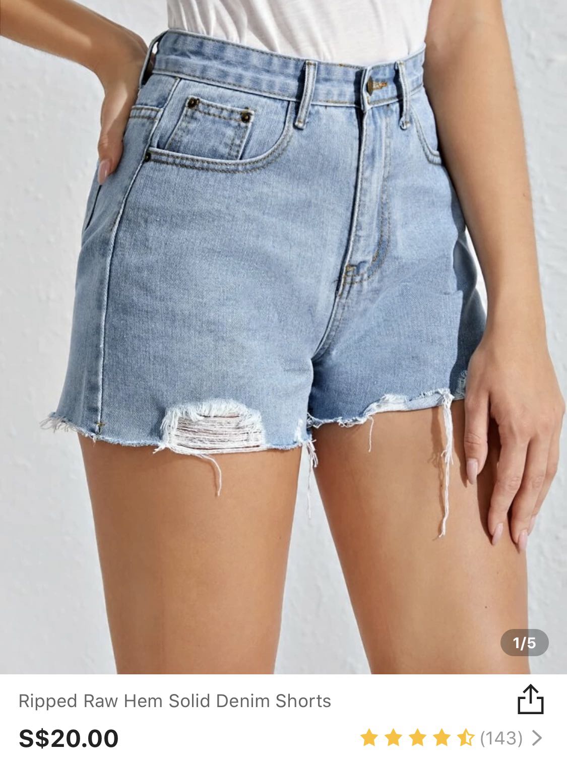 solid ripped raw hem jeans