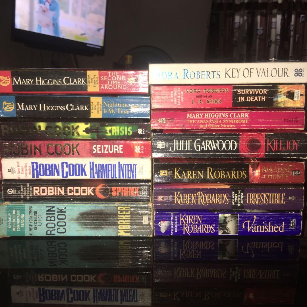 BOOKS FOR TAKE ALL (Category: Storybooks) located in Makati City. Submitted by fromta___ (Listing ID 1013784340, Image 1). Description: MYSTERY/THRILLER/SUSPENSE BOOKS 🛒 40 pesos each or take all for 500 | shipping via j&t (cod supported) Robin Cook titles • Marker • Sphinx • Harmful Intent • Seizure • Crisis Mary Higgins Clark titles • The Second Time Around • Nighttime is My Time • The Anastasia Syndrome and Other Stories Nora Roberts/J.D Robb