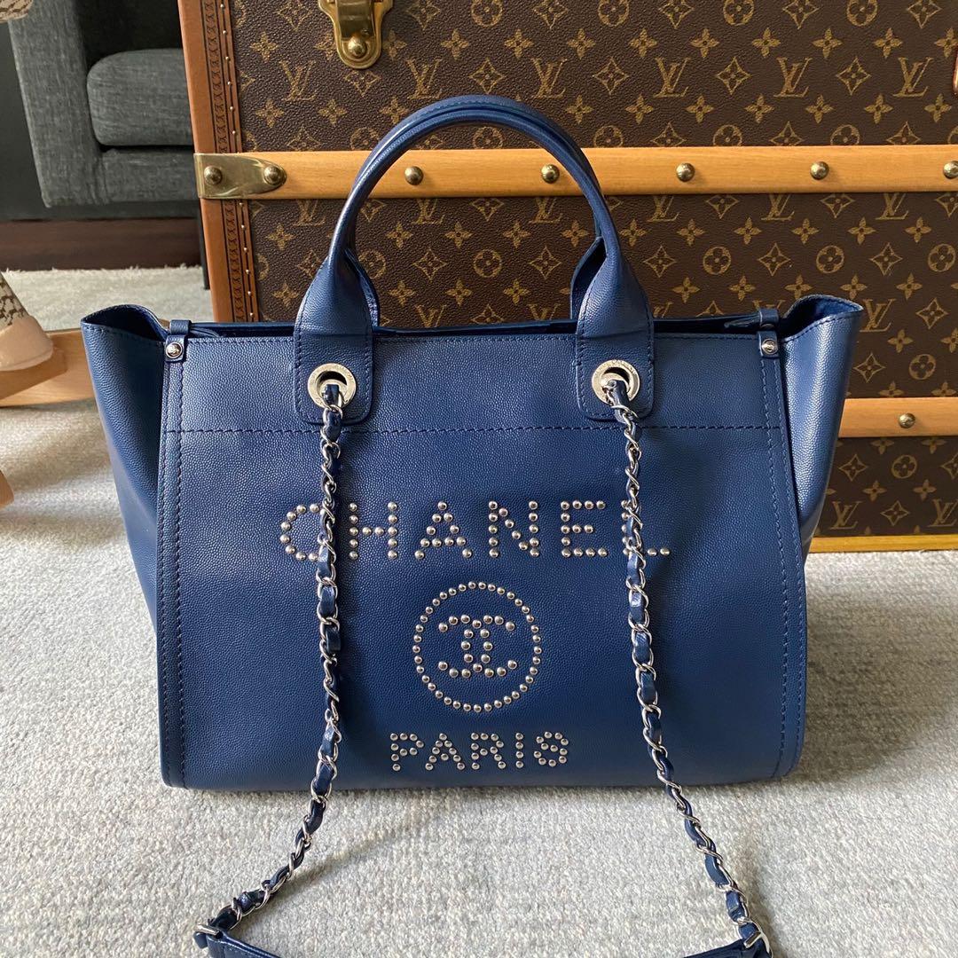 CHANEL-Deauville-MM-Canvas-Leather-Chain-Tote-Bag-Blue-A67001 –  dct-ep_vintage luxury Store