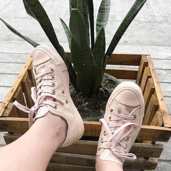 converse all star low leather pastel rose tan
