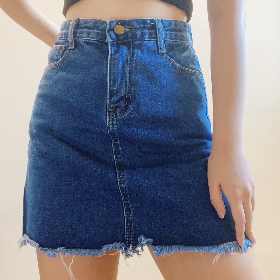 dark blue jean skirt