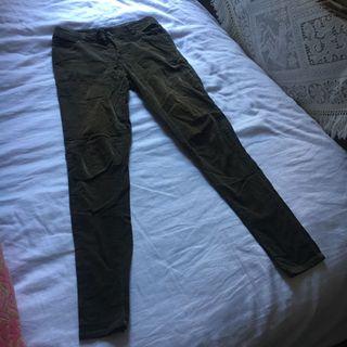 Dark Olive Khaki Green Corduroy Skinny Jeans