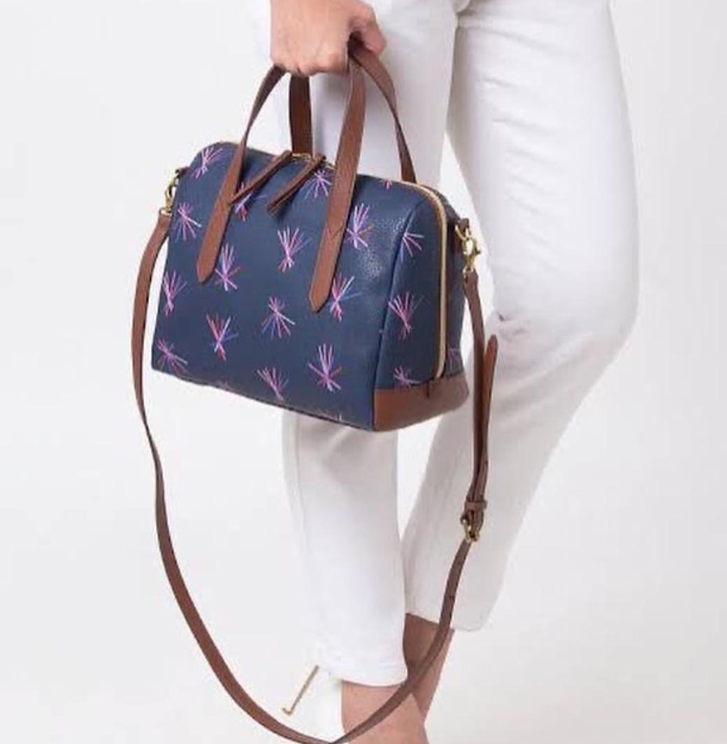 Fossil sydney satchel navy multi store