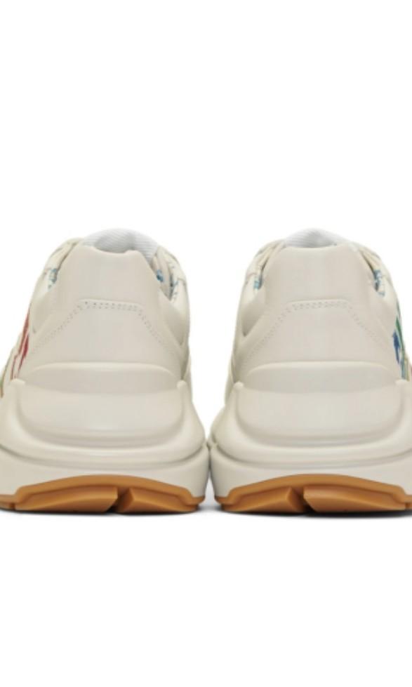 gucci ivory rhyton rainbow glitter sneakers