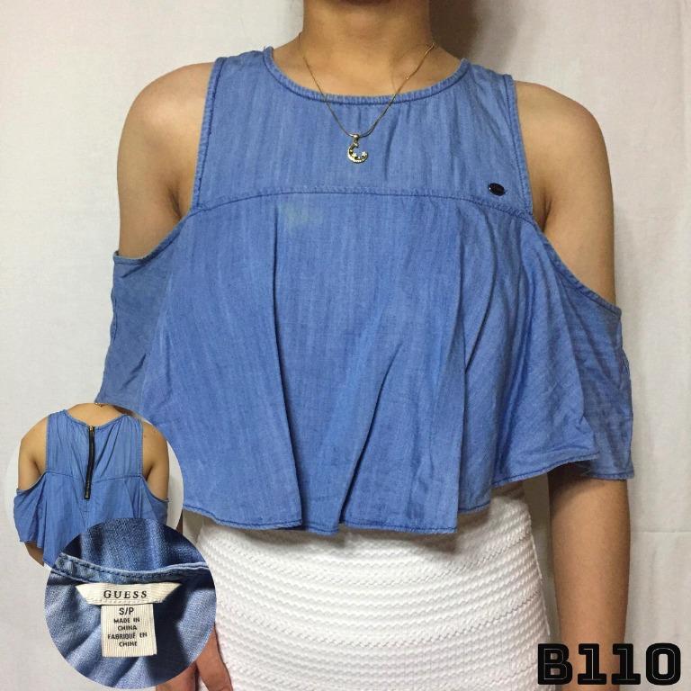 guess denim crop top