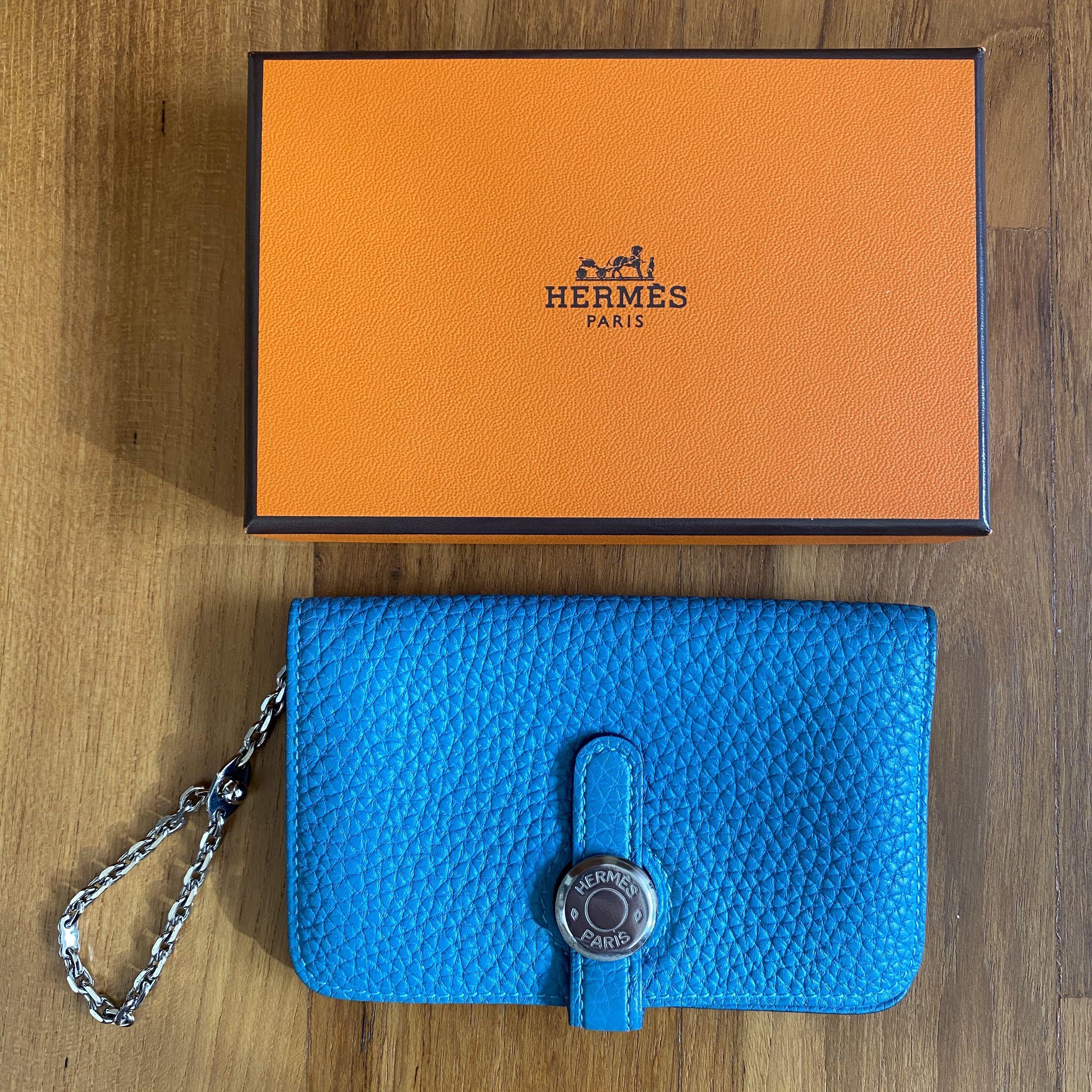 Hermes Dogon Turquoise Card Holder with 