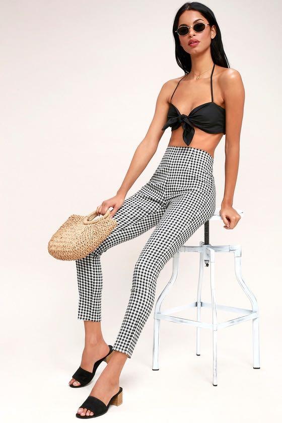 High Waisted Gingham Pants Women s Fashion Bottoms Other