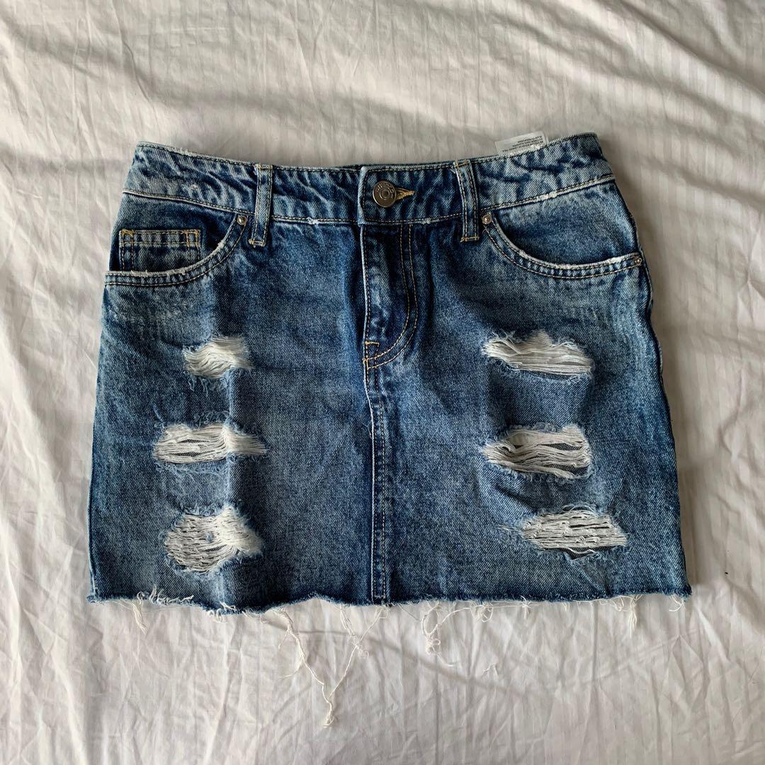 h&m denim mini skirt
