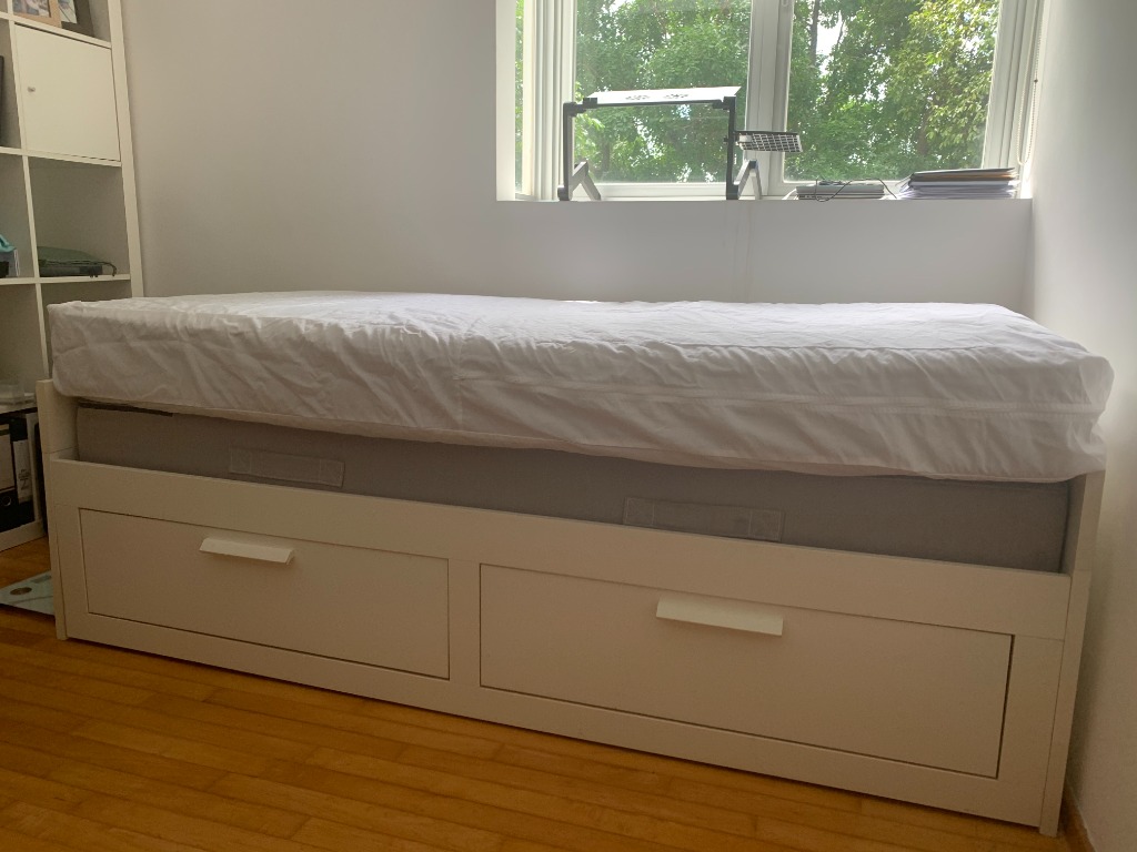 IKEA bed with drawers (extendable), Furniture & Home Living, Furniture