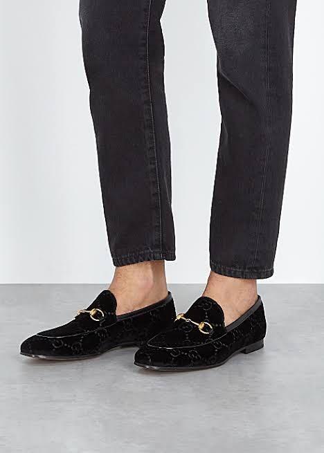 gucci jordaan gg velvet loafer black