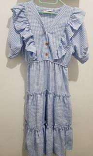 Mididress korea / korean dress / summer dress / blue checkered dress / bangkok dress