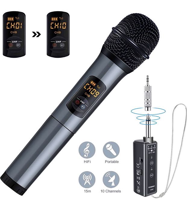 New ELEGIANT Karaoke Wireless Microphone UHF Handheld Dynamic