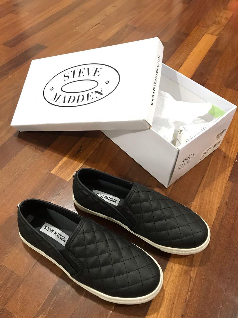 steve madden women's black slip ons