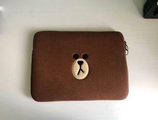 Official Korean LINE FRIENDS 13-inch Laptop Tablet Sleeve Pouch - Brown Bear