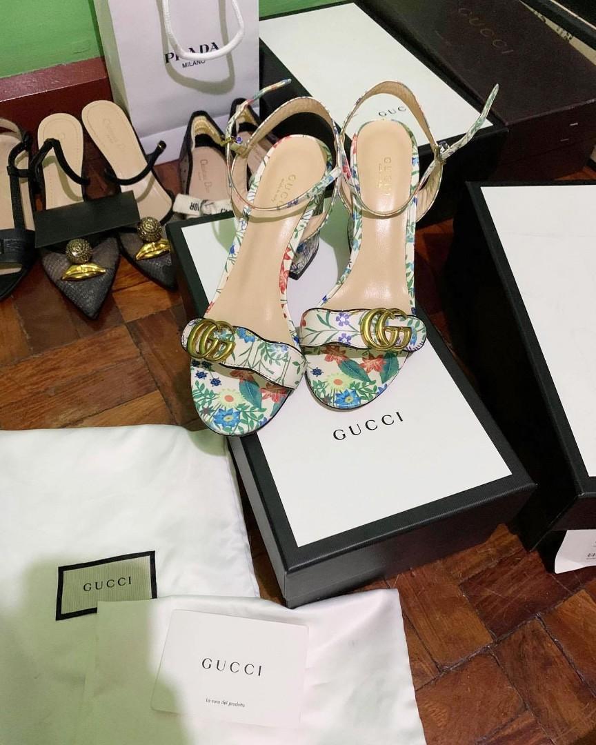 gucci floral heels