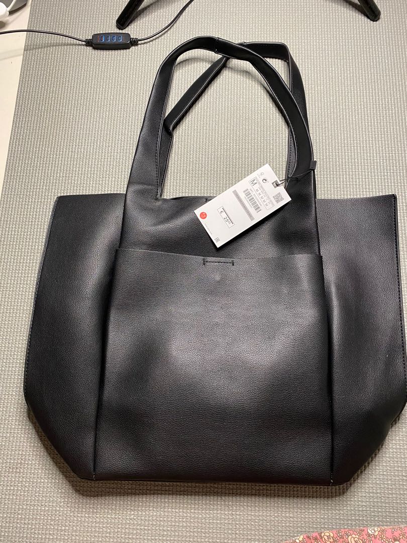 black shopper bag zara