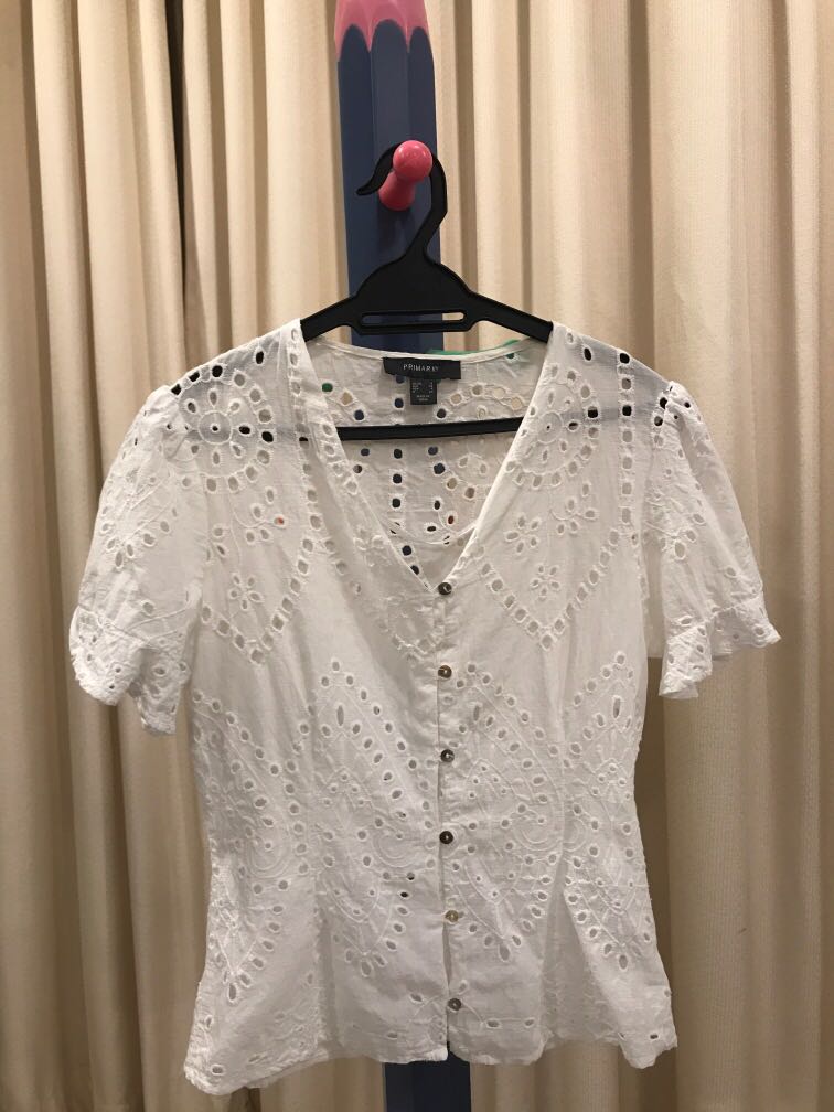 Primark white crochet/lace top, Women's Fashion, Tops, Blouses on Carousell