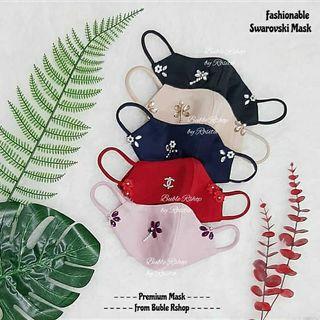REAL PICT Premium Masker Scuba 2 lapis 2 ply Payet Monte Swarovski Manik Pearl Mutiara Cantik Fashion Korea Import