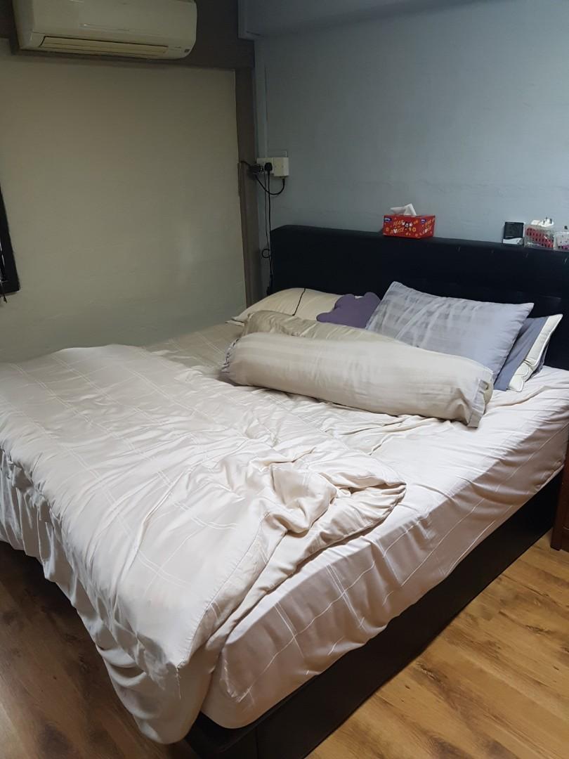 Serta King Size Mattress with Storage Bed Frame, Furniture & Home