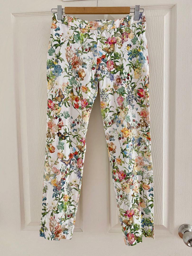 zara pink floral trousers