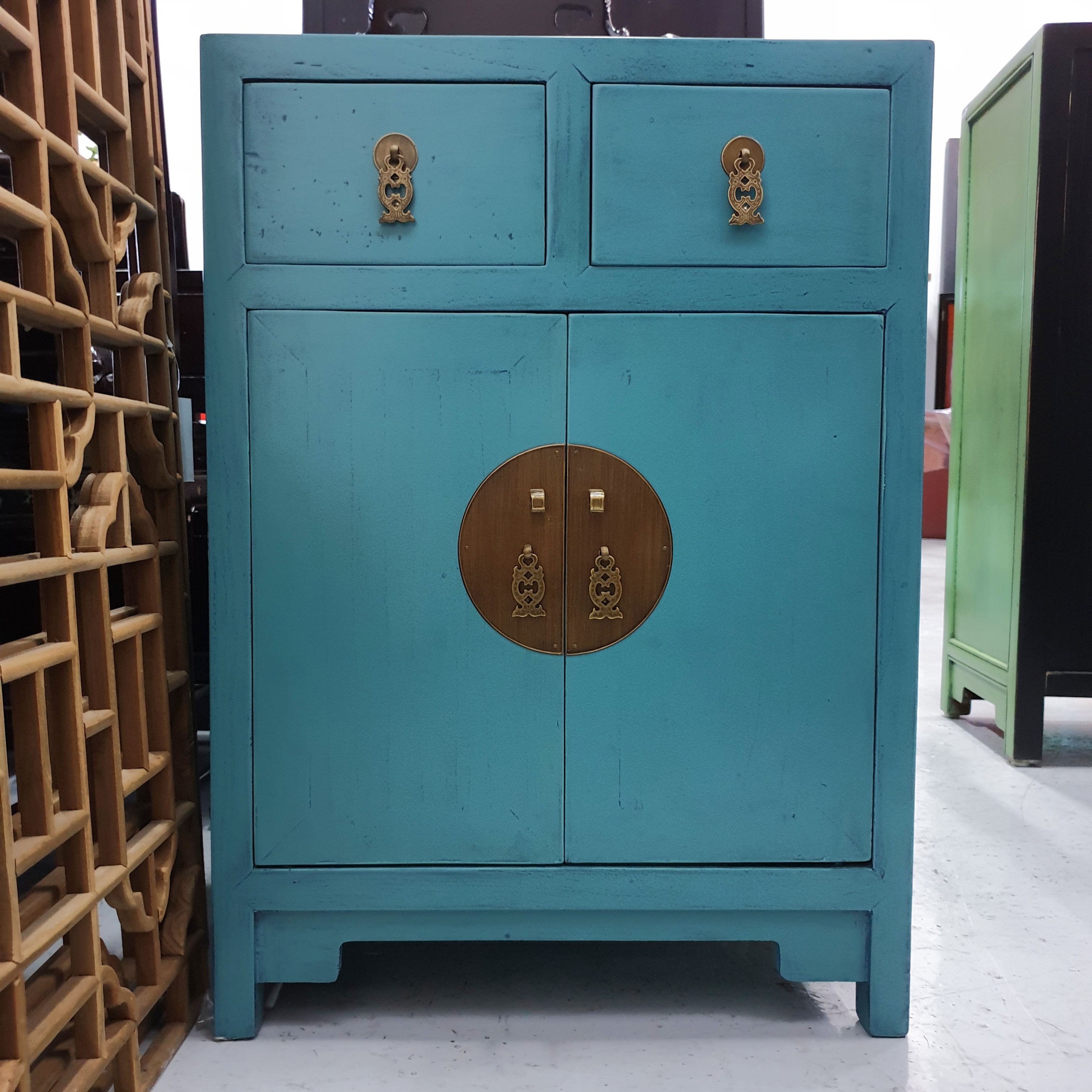 Sold Supportsgsale Turquoise 2 Drawer Bedside Cabinet Furniture Shelves Drawers On Carousell