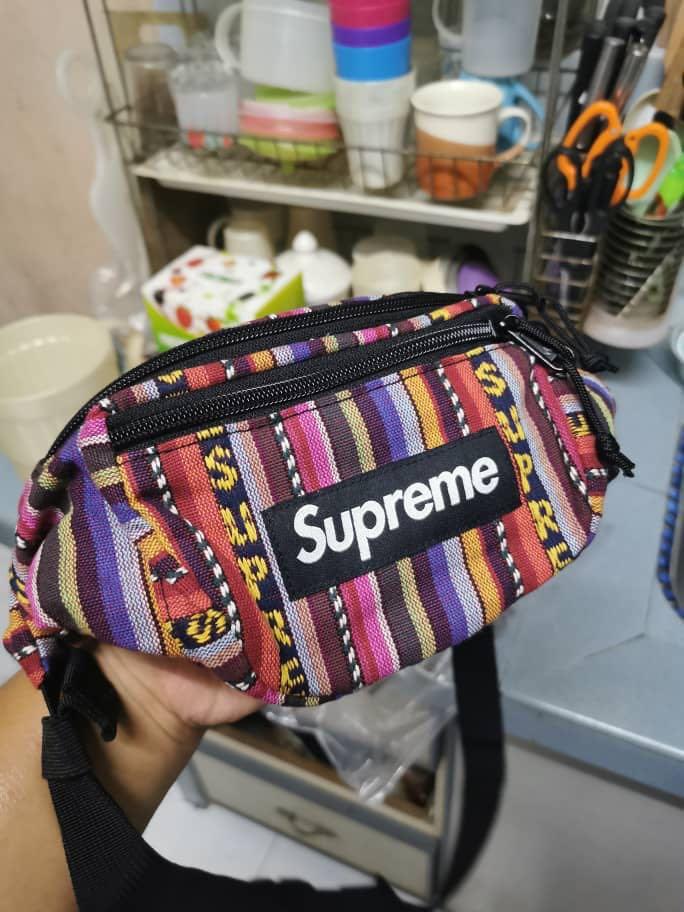 SUPREME WOVEN STRIPE WAISTBAG, Men's Fashion, Bags, Sling Bags on