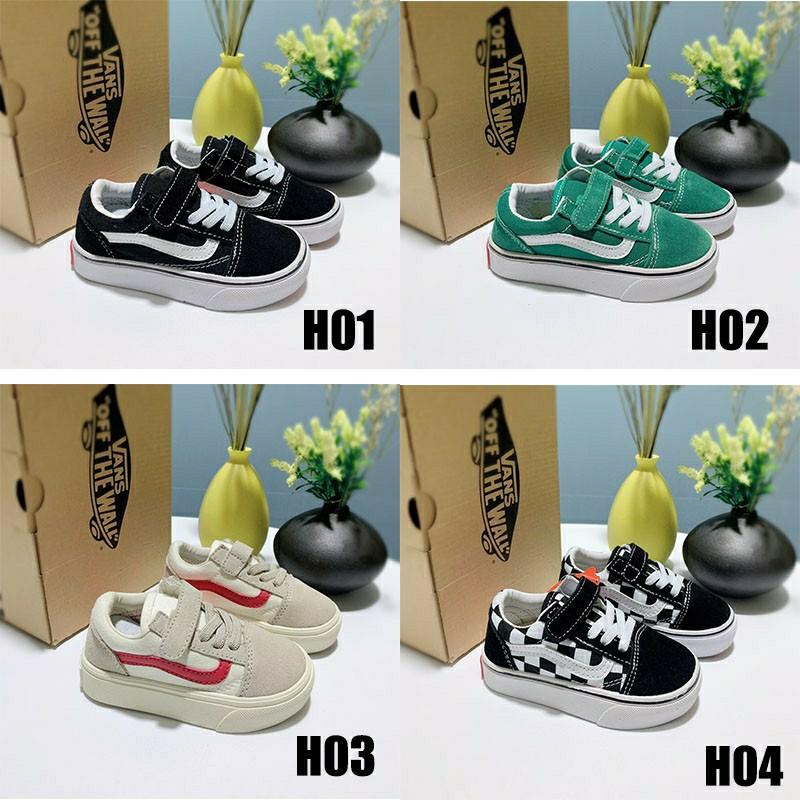 Vans kids baby shoes unisex authentic old skool ward slip on classical Velcro adjustable soft bottom breathable baby