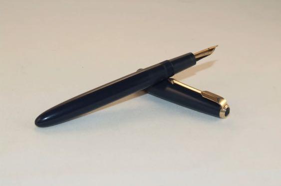 Vintage 14K Gold Nib Parker Slimfold Royal Blue Fountain Pen (mint ...
