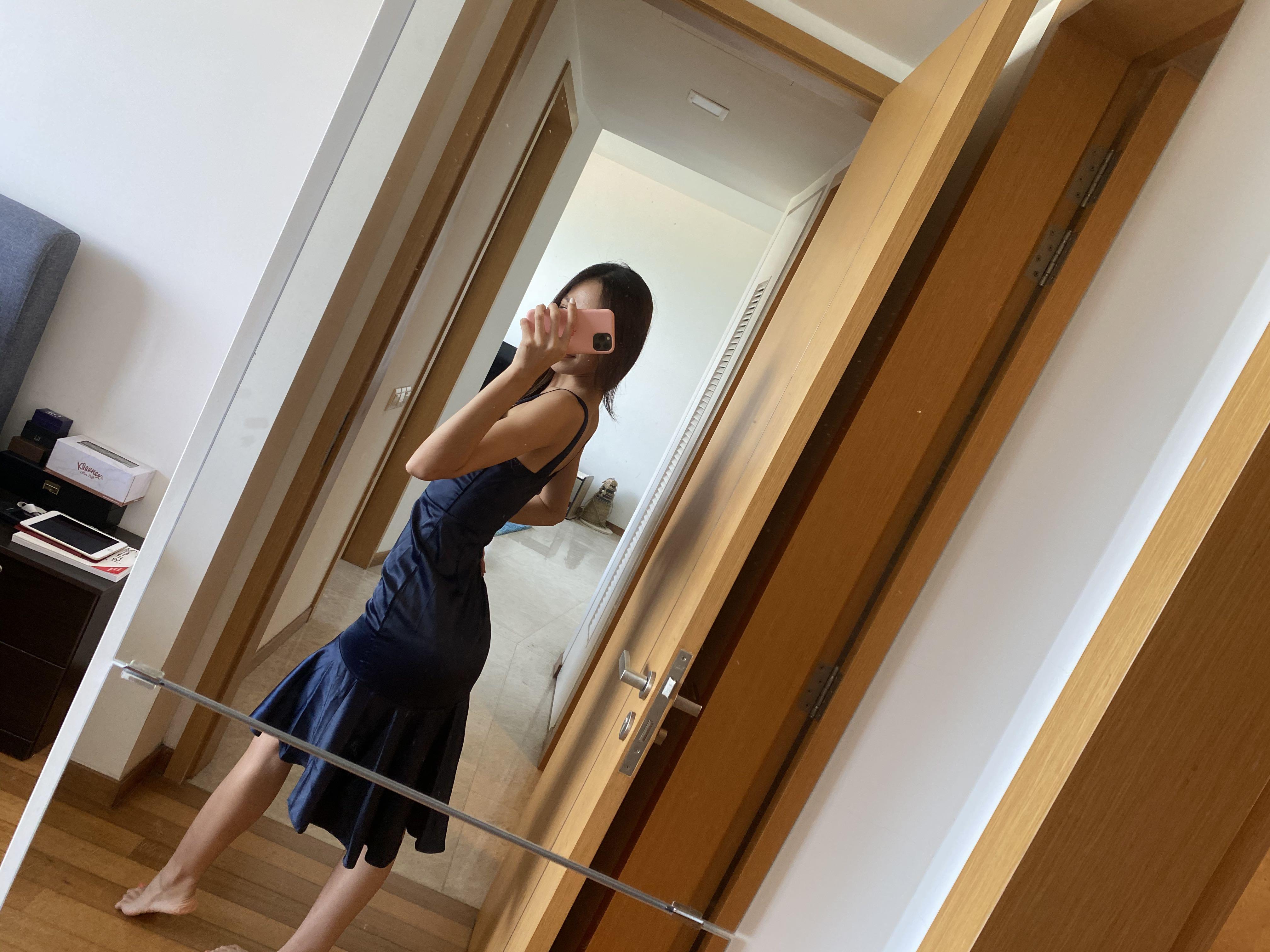 Zalora metallic satin like ruffle high low cocktail dress Women s Fashion Dresses Sets Evening dresses gowns on Carousell